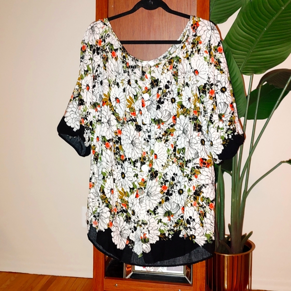 212 Anthropologie Fig And Flower Floral Print Blouse As Is From Thrift